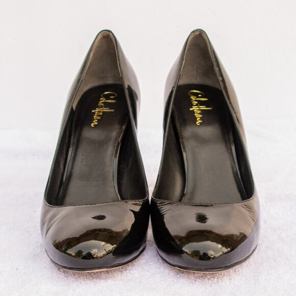 Women's Size 9 Dress Shoes COLE HAAN Air Violet Black Patent Leather 3" Pumps - Picture 3 of 10